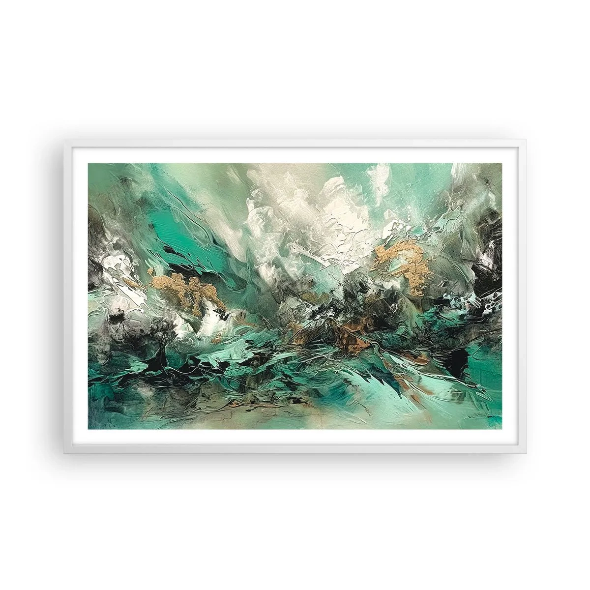 Poster in white frmae - Emerald and Black Lump - 91x61 cm