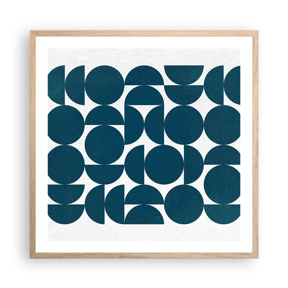 Poster in light oak frame - Circles and Semicircles - 60x60 cm
