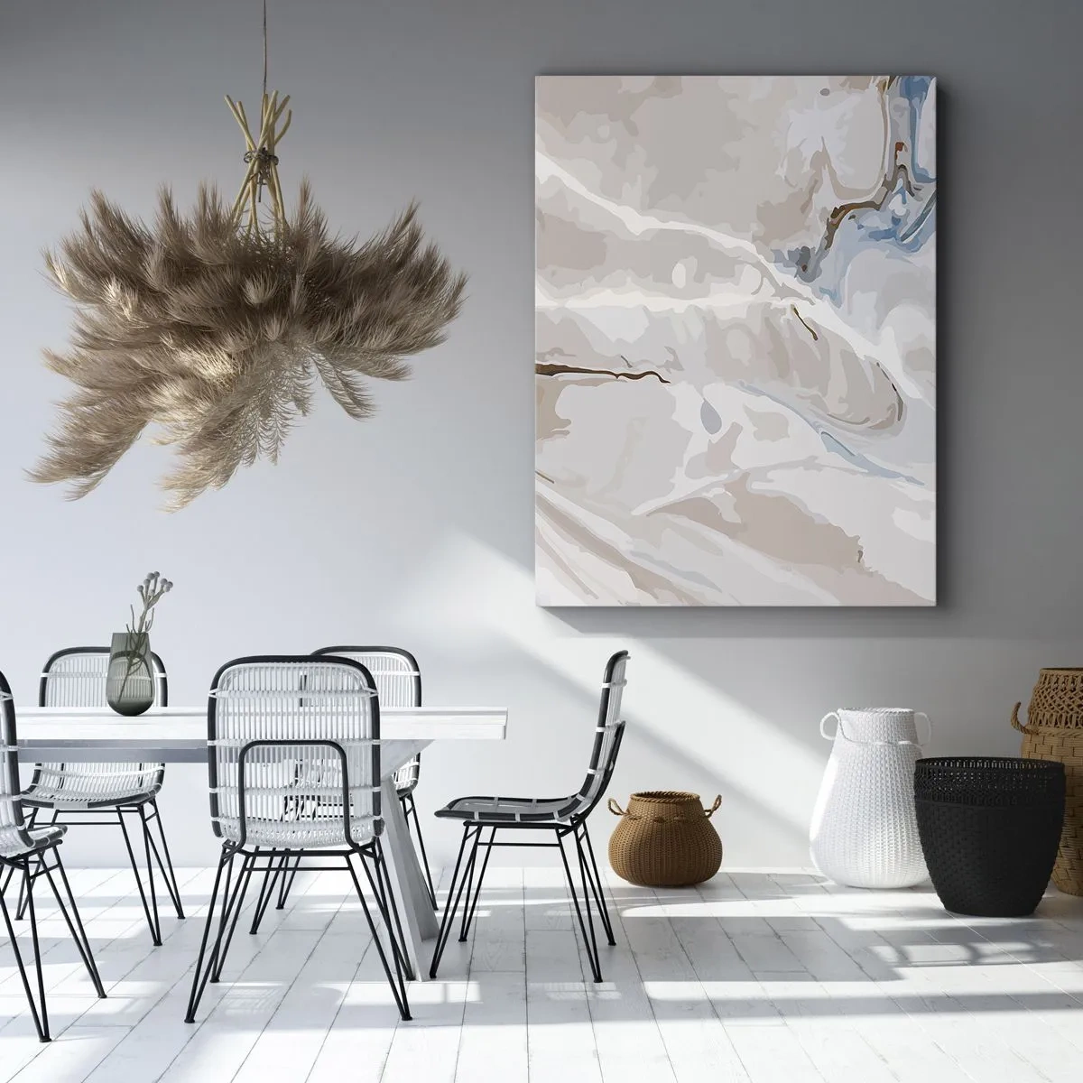 Canvas picture - Blue Meanders under White - 45x80 cm