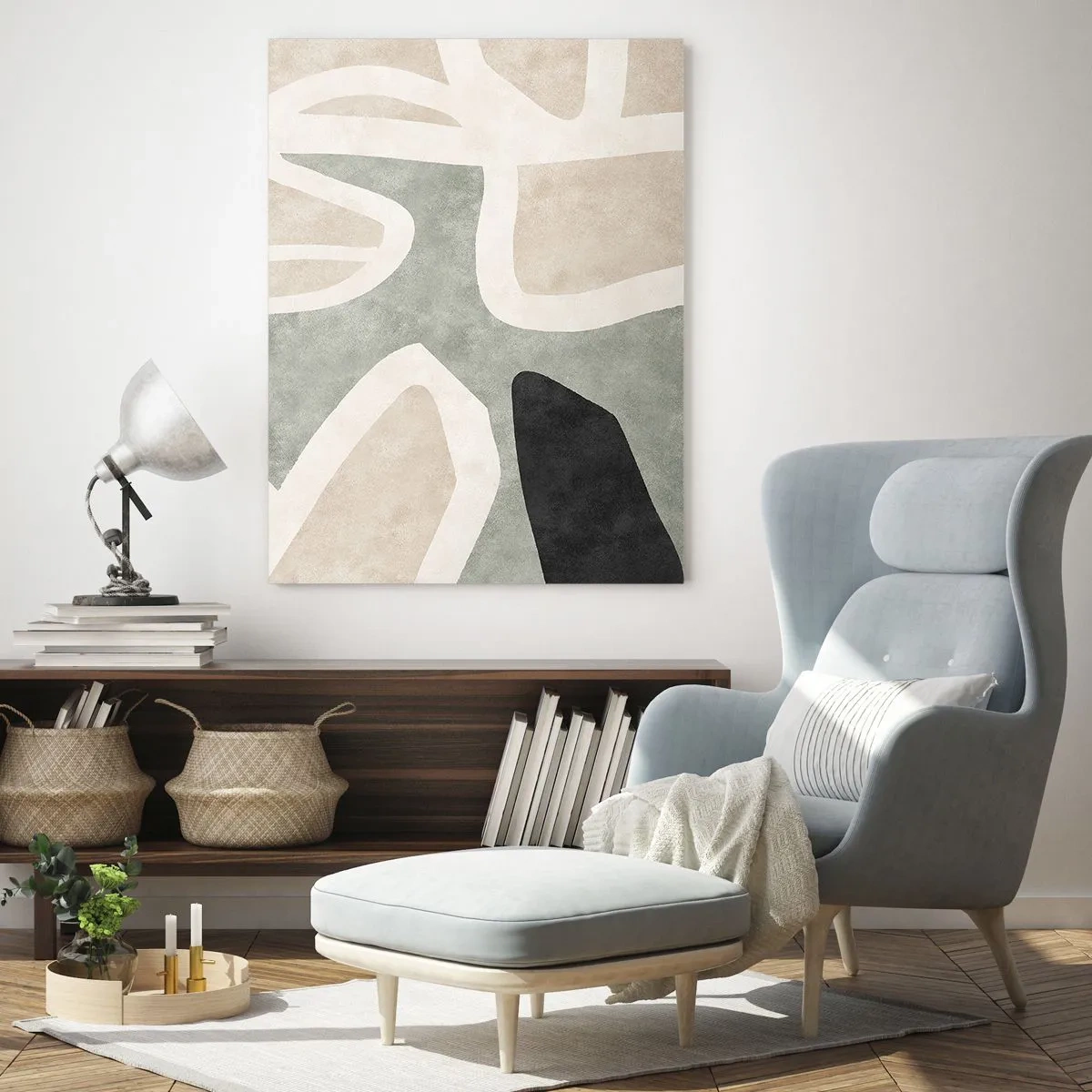 Glass picture - Composition with a Black Motif - 70x100 cm