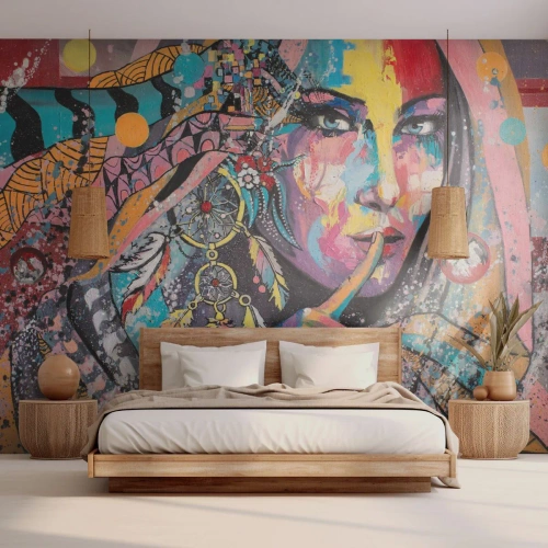 Photo Wallpaper Premium Canvas - Don't Talk Until You Understand - Woman, Portrait of a Woman, Boho - 350x256 cm