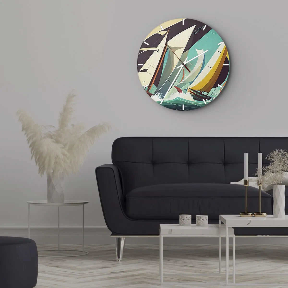 Wall clock - Clock on glass - Standing Up to Elements - 40x40 cm