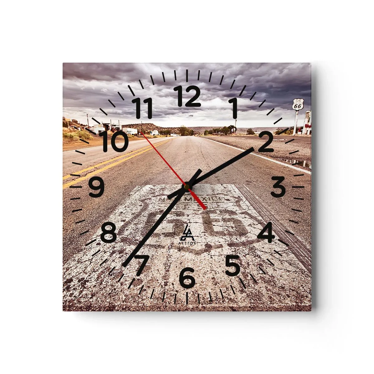 Wall clock - Clock on glass - Mother Road - American Legend - 40x40 cm