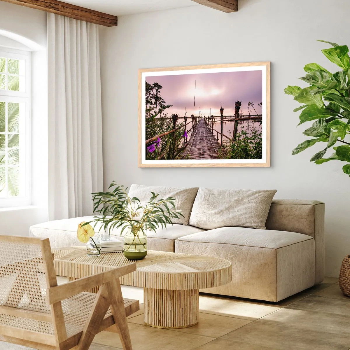 Poster in light oak frame - Peace and Quiet of Asia - 100x70 cm