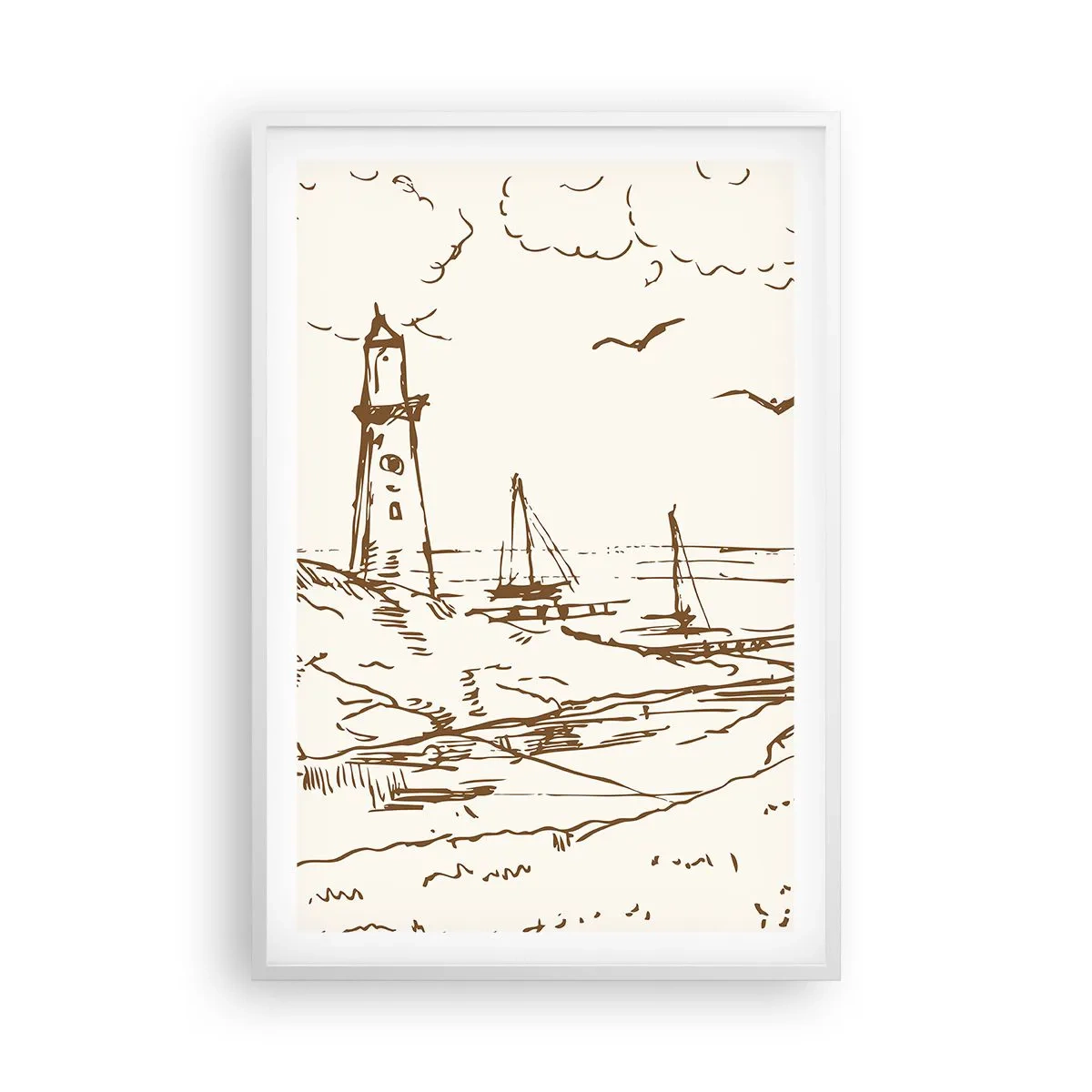 Poster in white frmae - Outline of a Summer Postcard - 61x91 cm