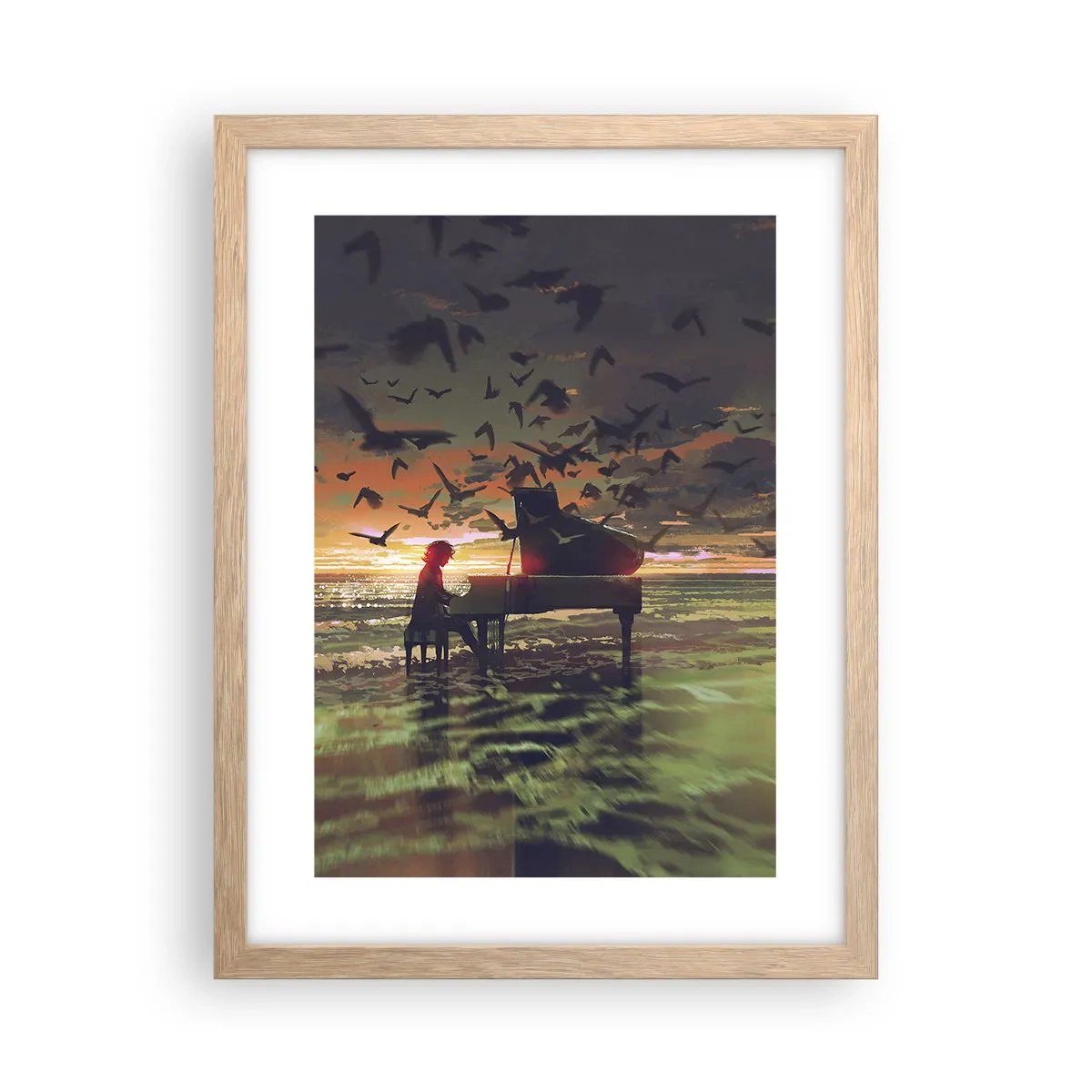 Poster in light oak frame - Concert for Piano and Waves - 30x40 cm
