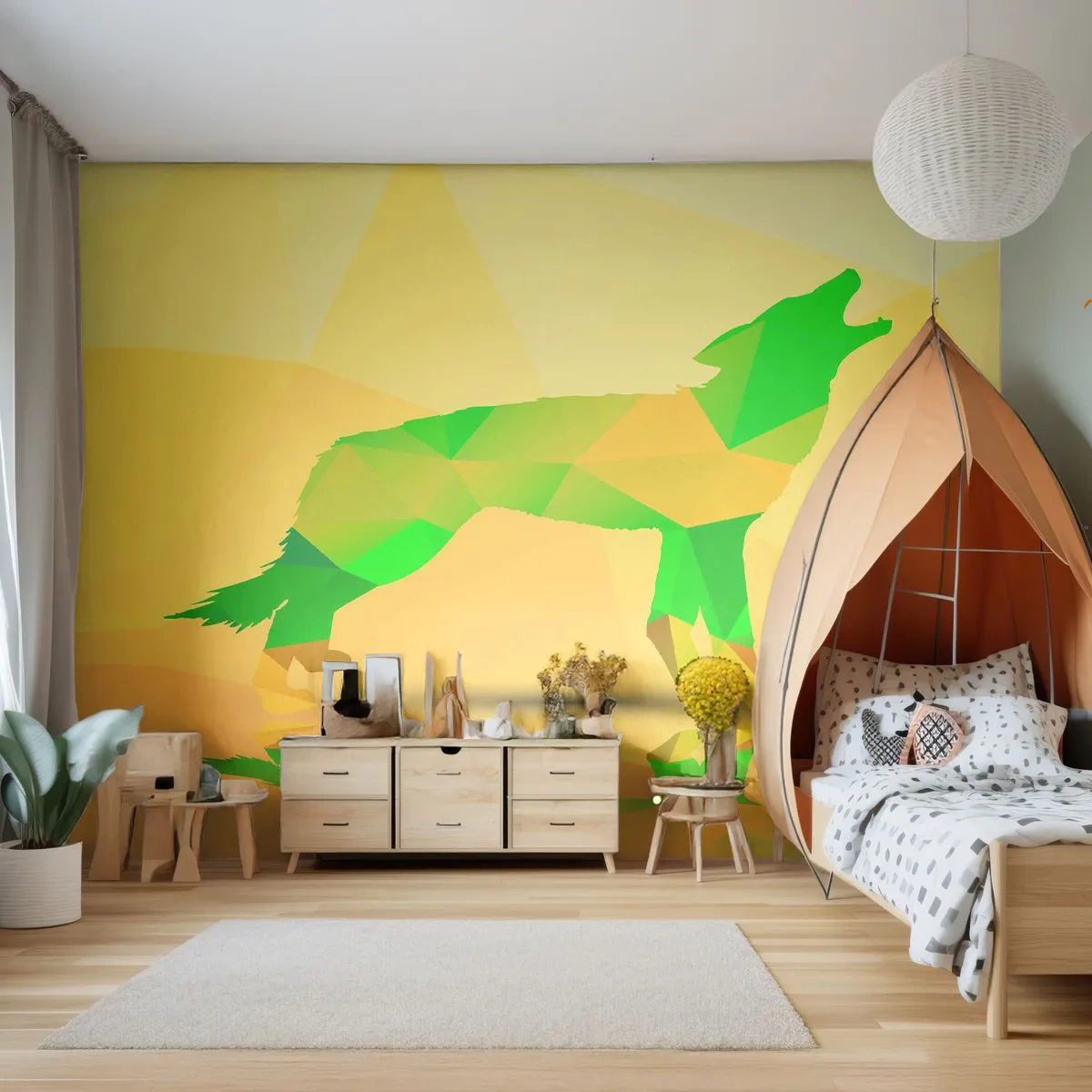 Photo Wallpaper Standard Eco - Lone Wolf - Animals, Wolf, Geometric Figure - 250x175 cm