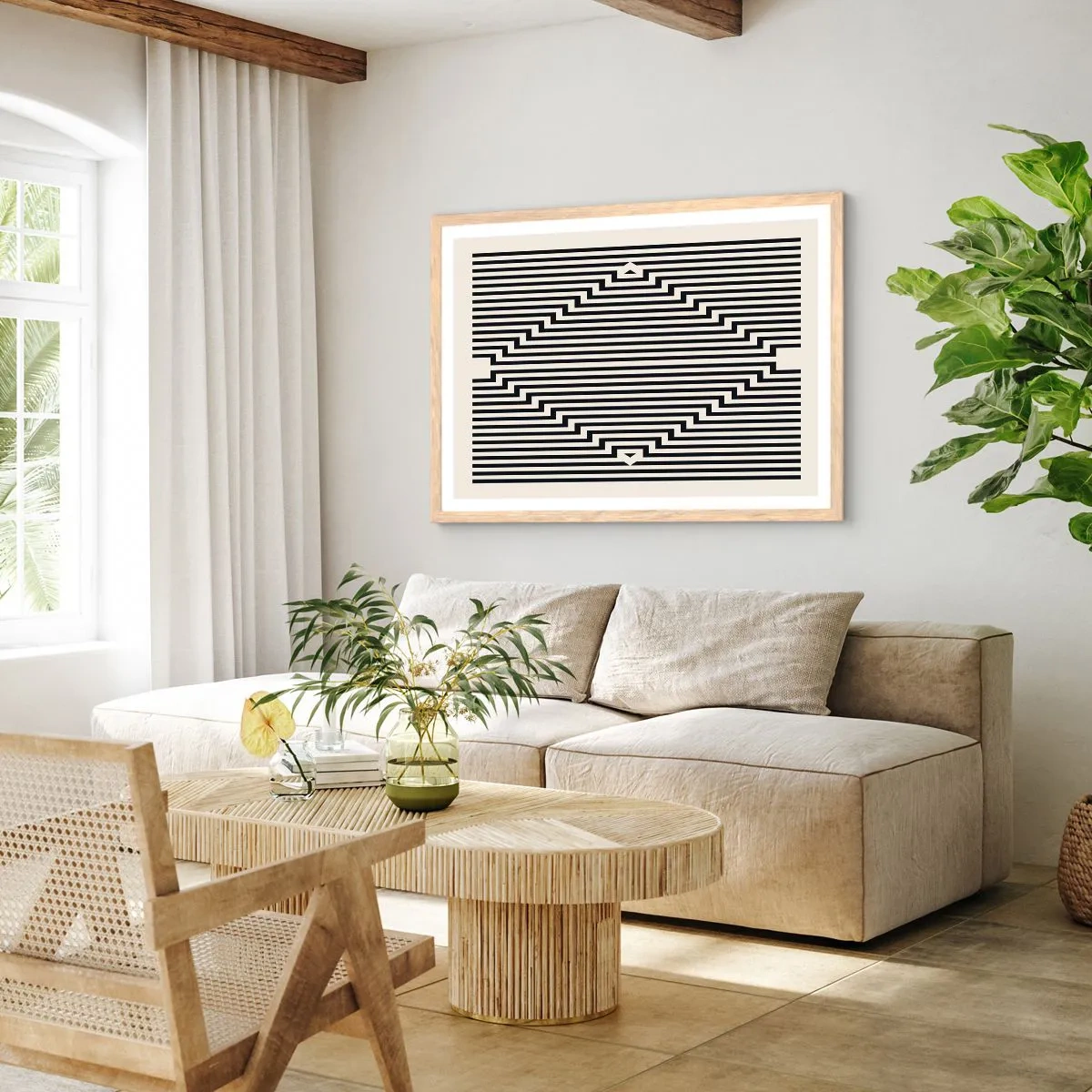 Poster in light oak frame - Geometrical Illusion - 40x30 cm