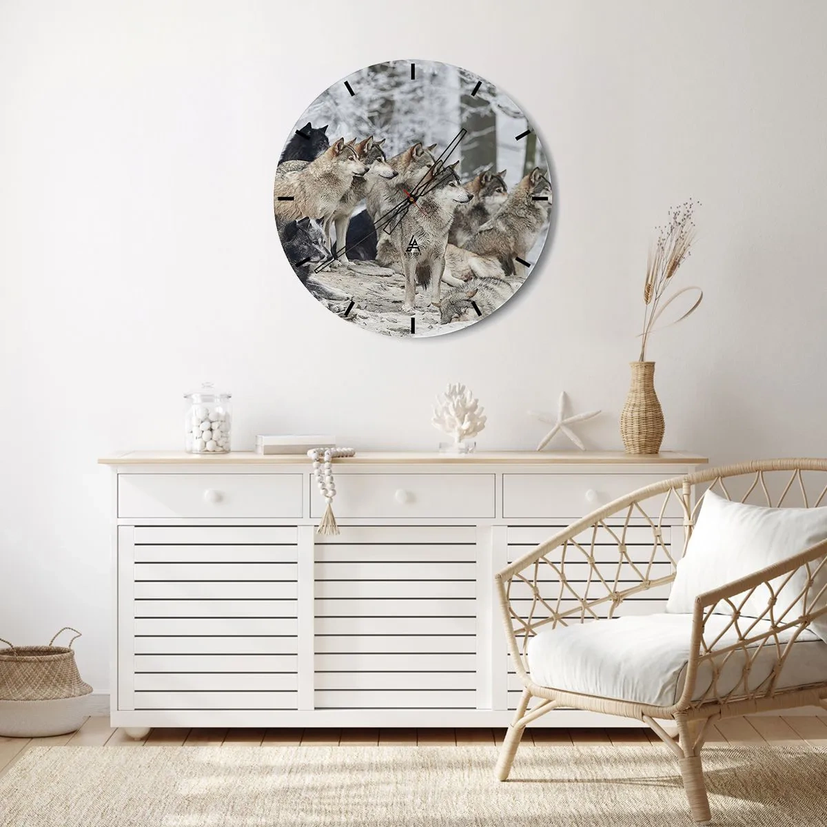 Wall clock - Clock on glass - Family and Friends - 40x40 cm