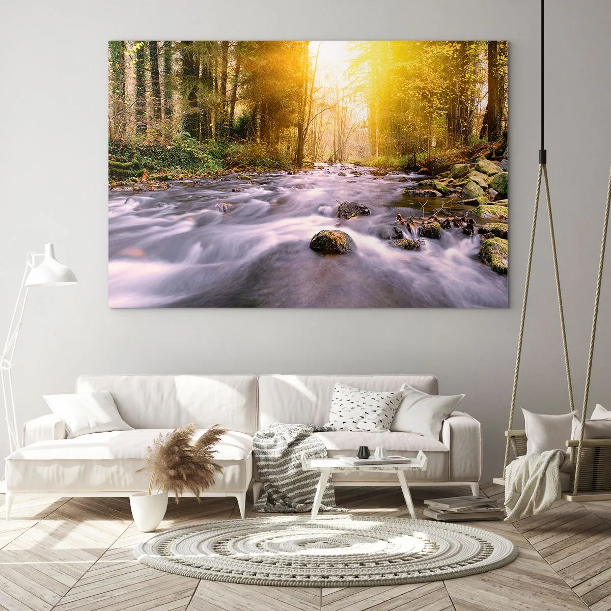 Glass picture - Malachite in Silver and Gold Setting - 120x80 cm