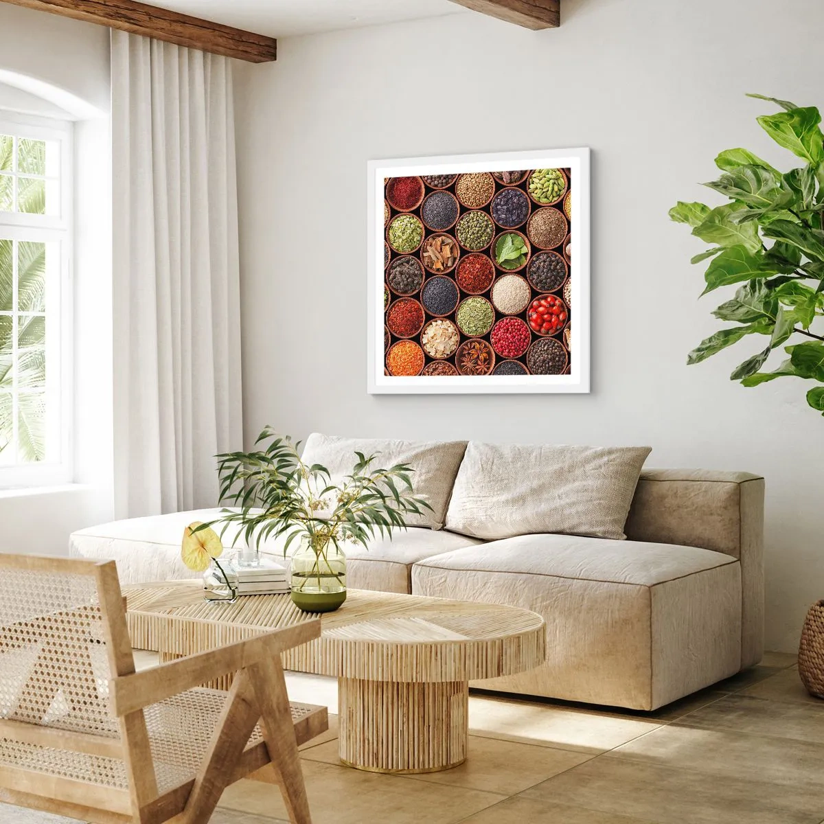 Poster in white frmae - All Flavours of the World - 40x40 cm