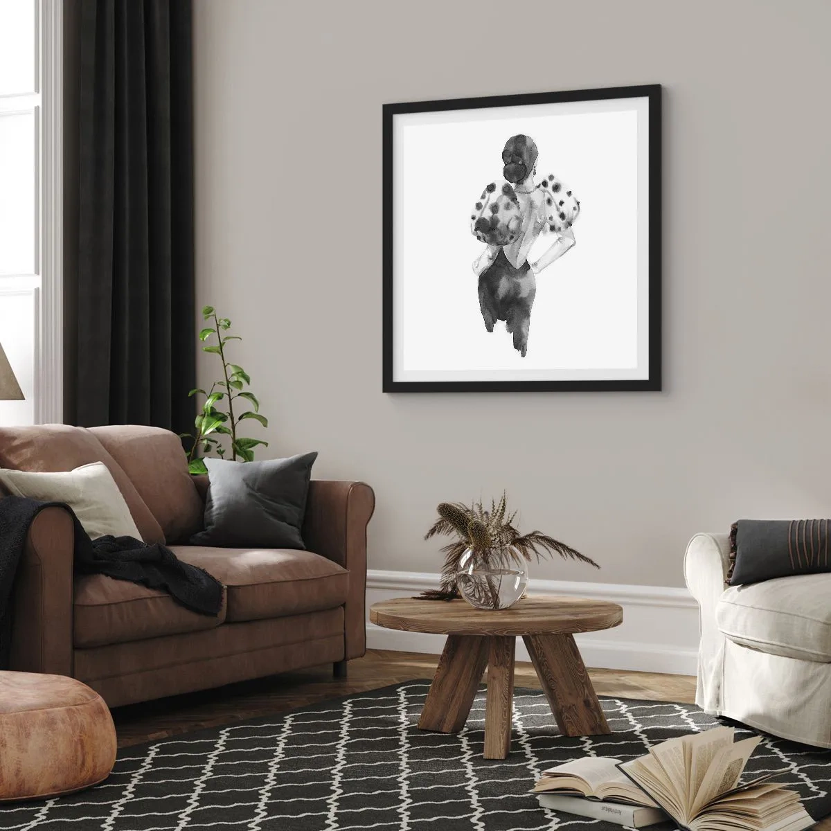 Poster in black frame - She Passed by - 40x40 cm