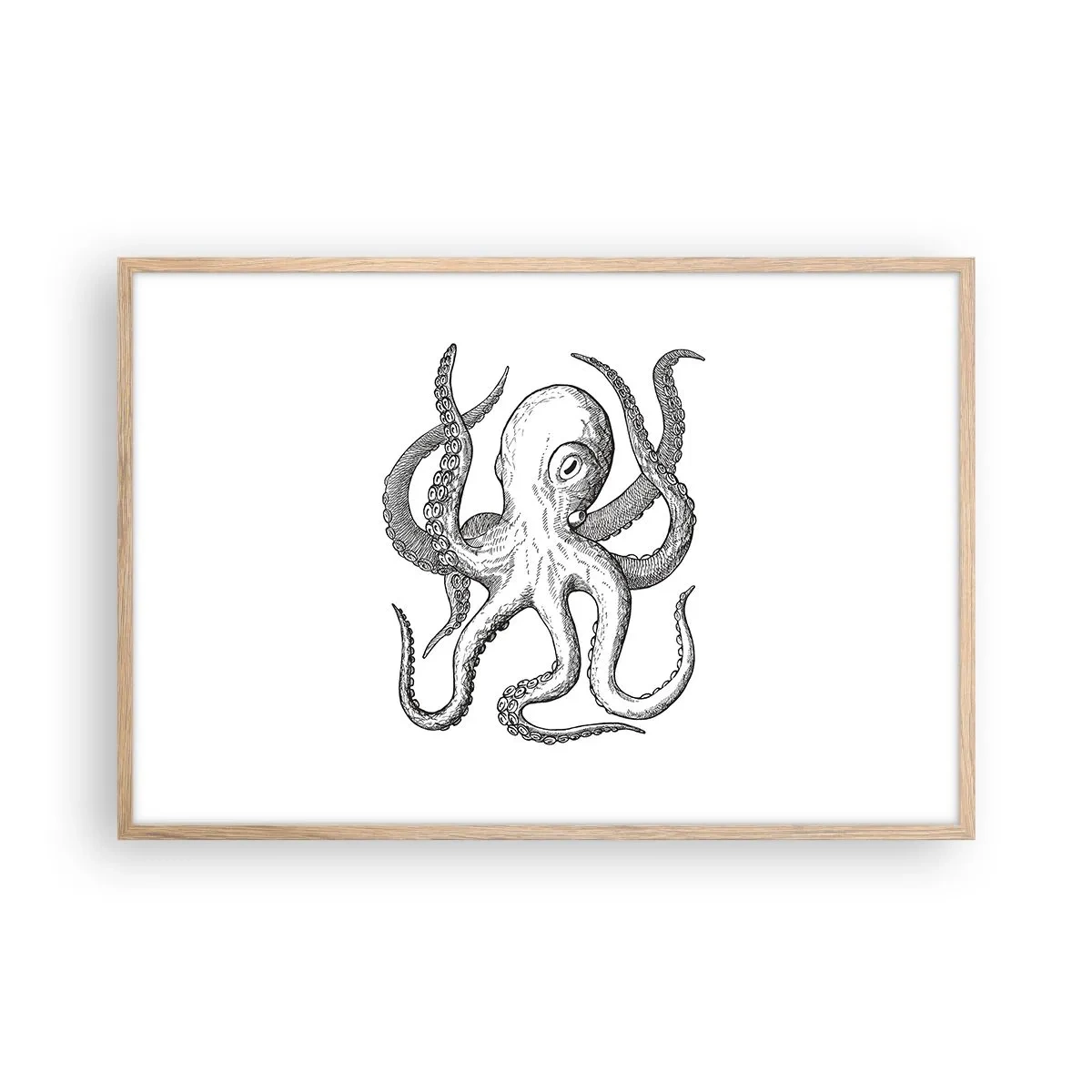 Poster in light oak frame - Dancing with the Waves - 91x61 cm