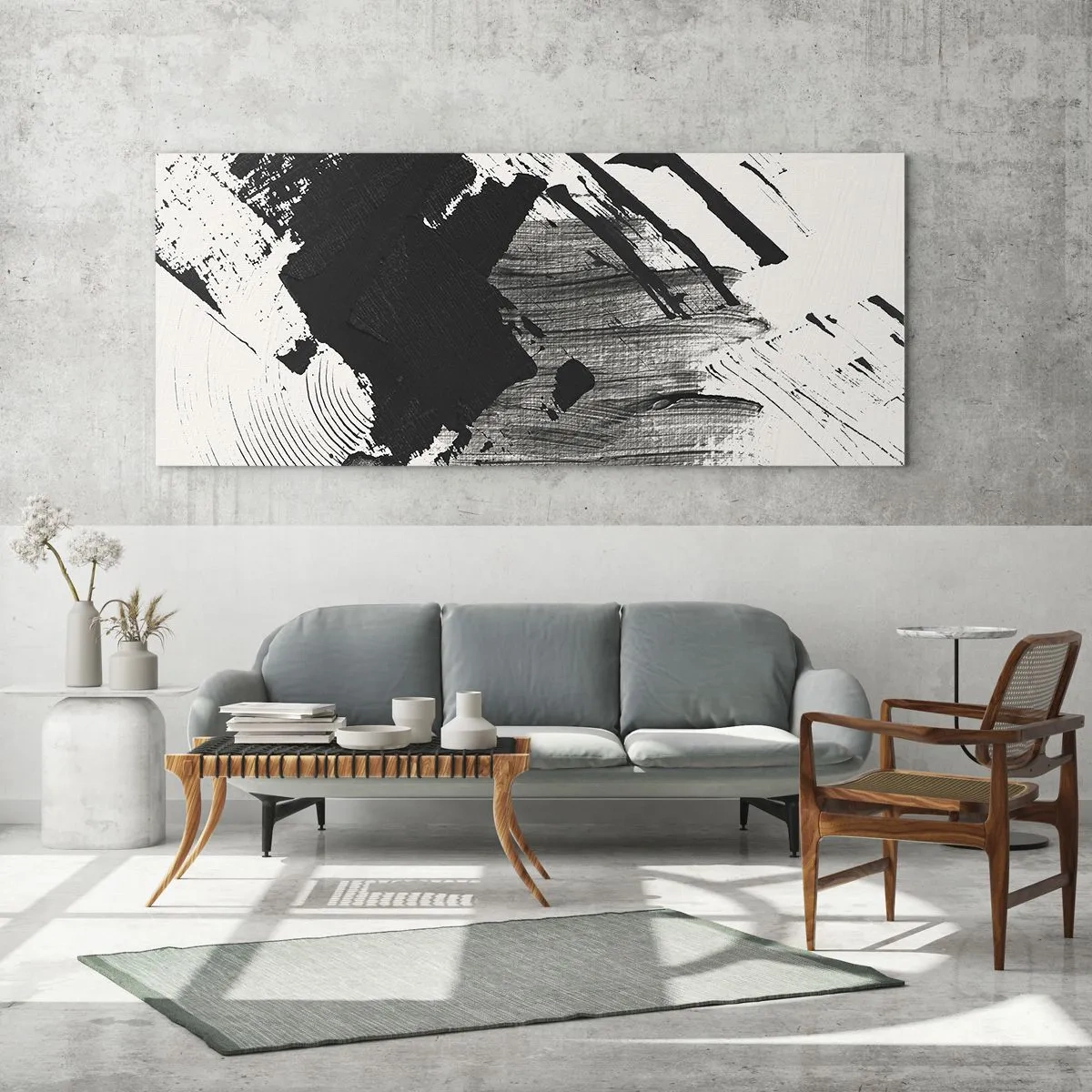 Glass picture - Abstract - Expression of Black - 100x40 cm