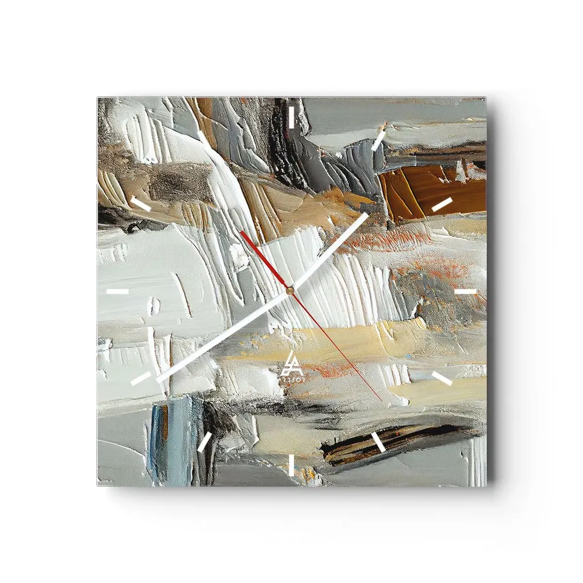 Wall clock - Clock on glass - Layers of Colour - 40x40 cm