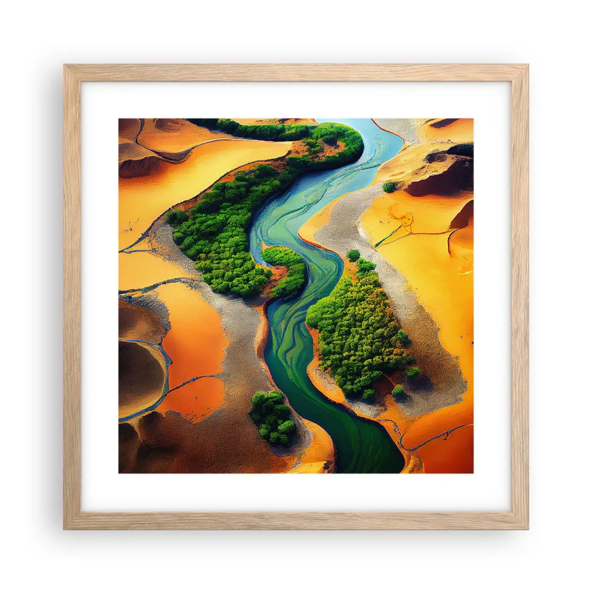 Poster in light oak frame - Life-giving River - 40x40 cm