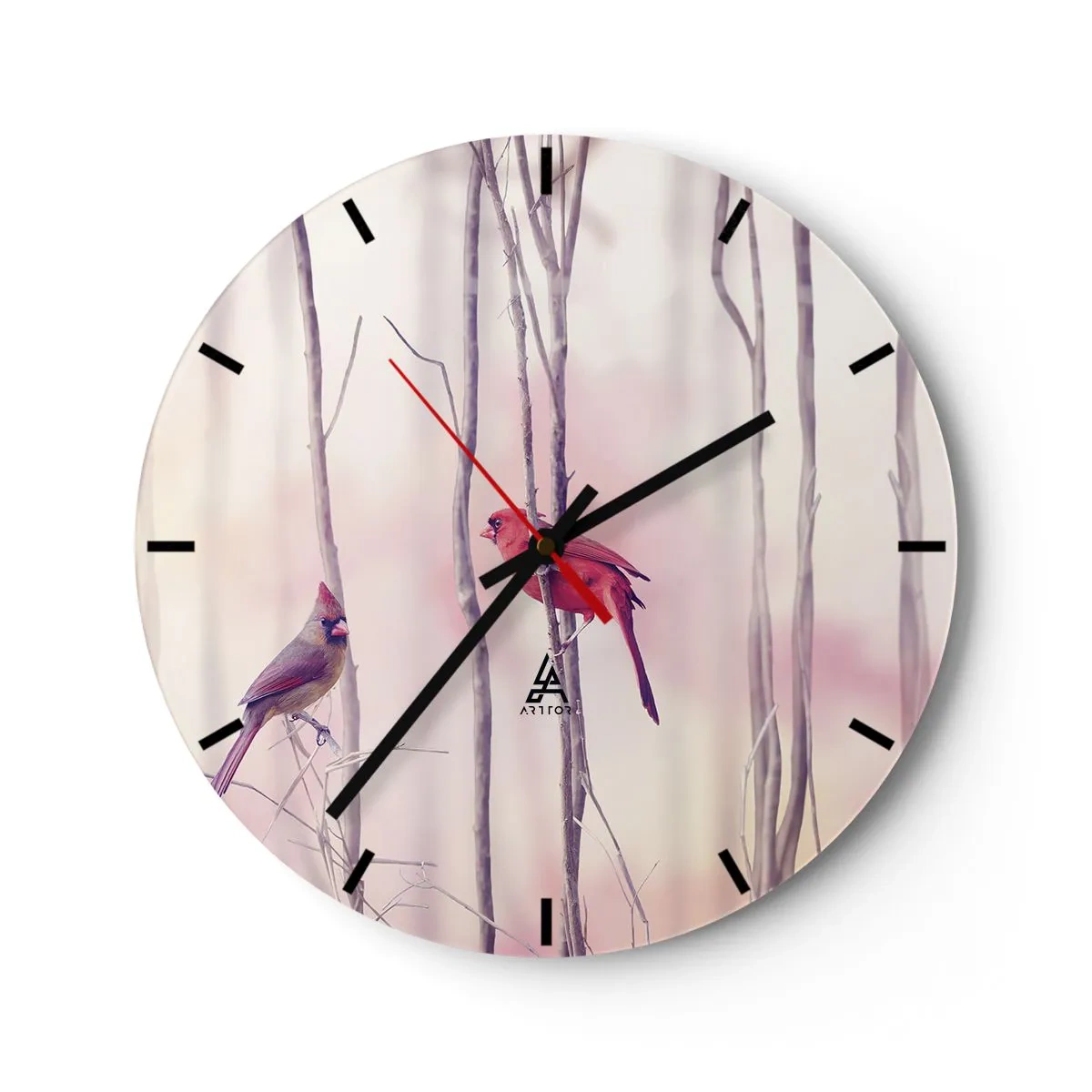 Wall clock - Clock on glass - Tale of a Pink Forest - 40x40 cm
