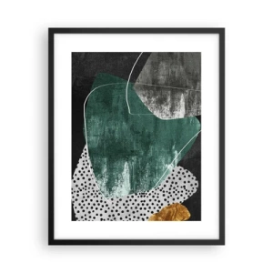 Poster in black frame - Colourful Abstract with a Golden Petal - 40x50 cm