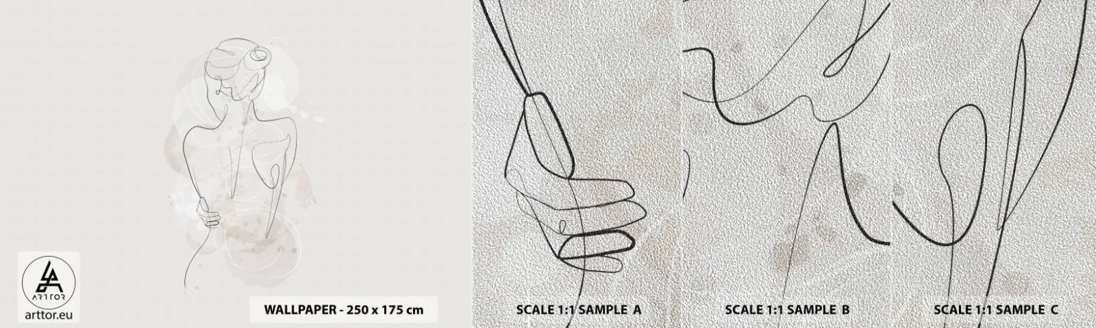 Photo Wallpaper Sample Premium Sand - Like a Sensitive Instrument - Woman, Body, Graphics - 100x30 cm