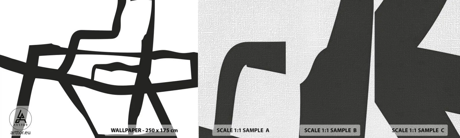 Photo Wallpaper Sample Premium Canvas - Black and White Construction - Line, Black and white, Abstractionism - 100x30 cm