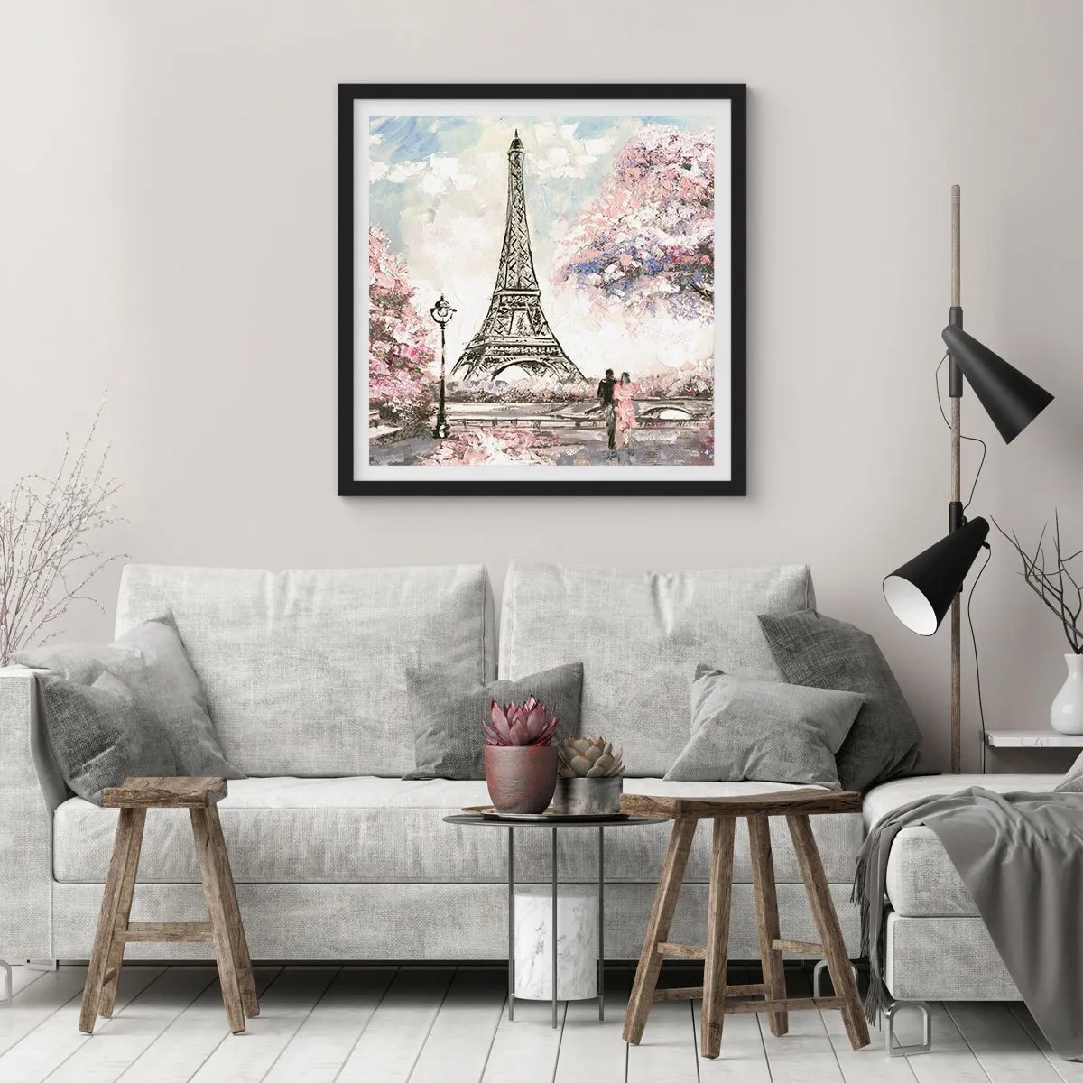 Poster in black frame - April Walk in Paris - 50x50 cm