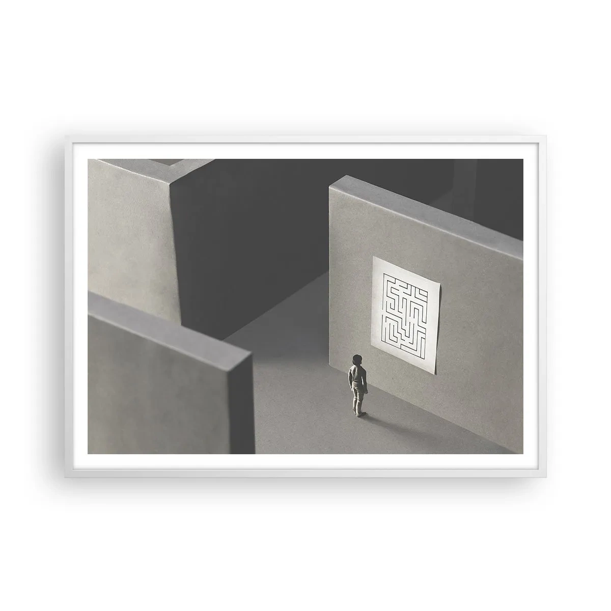 Poster in white frmae - But Where Am I? - 100x70 cm