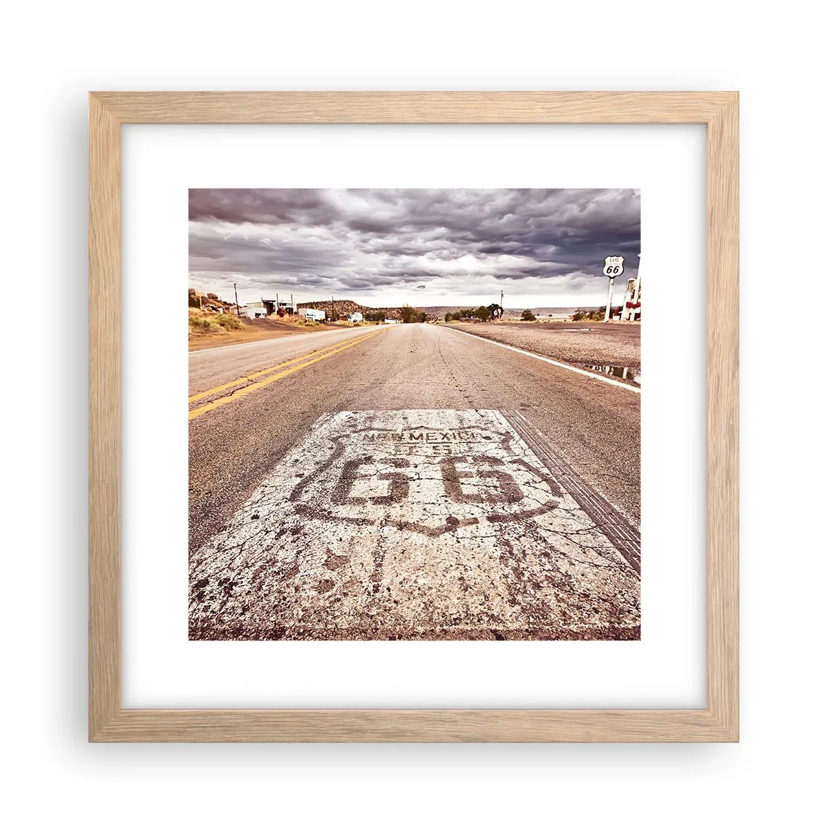 Poster in light oak frame - Mother Road - American Legend - 30x30 cm
