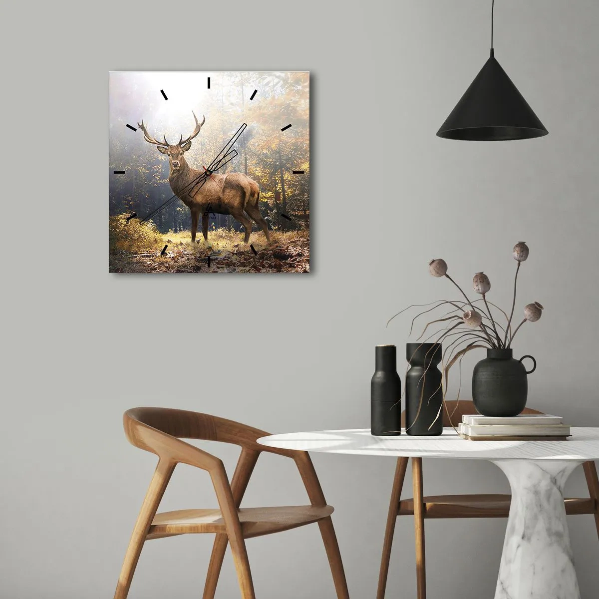 Wall clock - Clock on glass - In Full Majesty - 30x30 cm
