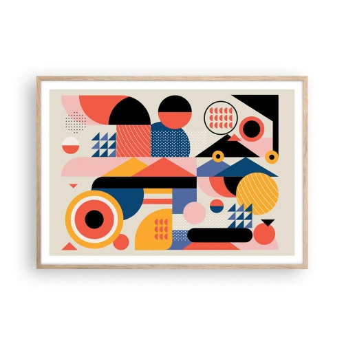 Poster in light oak frame - Composition: Have Fun - 100x70 cm