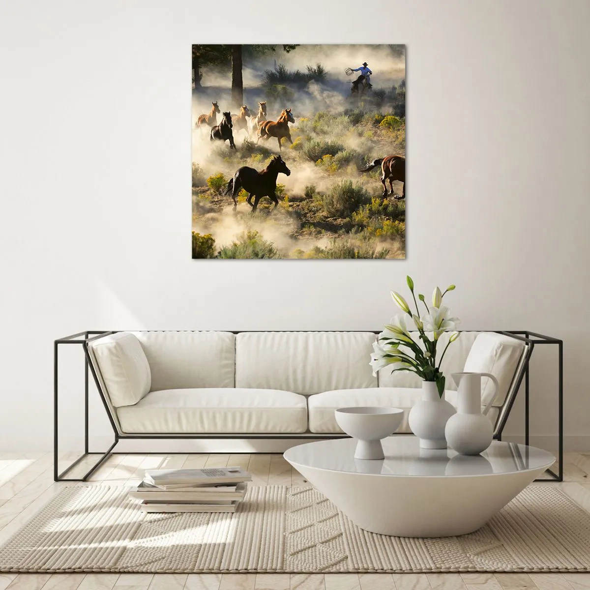 Glass picture - Rivalry - Freedom or Man Power? - 50x50 cm