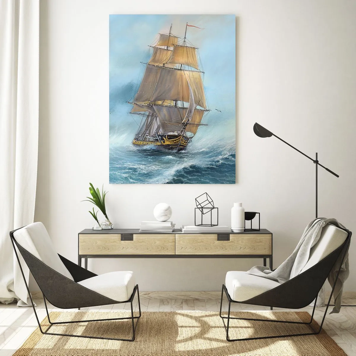Glass picture - Gliding on the Waves - 50x70 cm