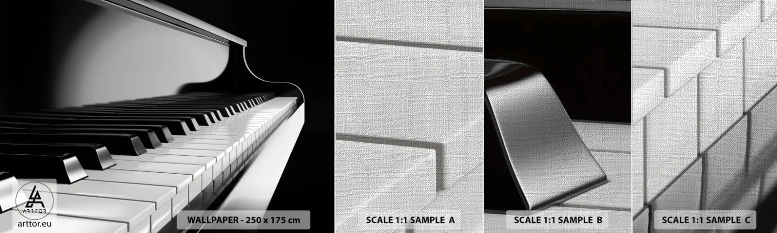 Photo Wallpaper Sample Premium Canvas - Harmony of Shapes and Colours - Piano, Piano, Music - 100x30 cm