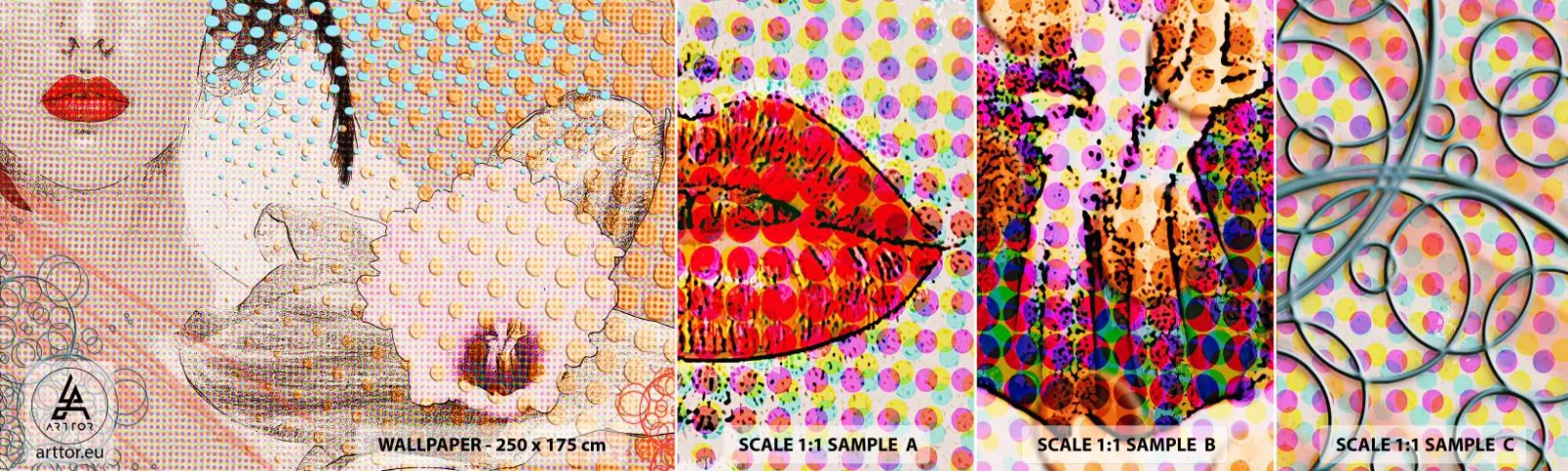 Photo Wallpaper Sample Self-Adhesive Deluxe Sticker - Comic Heroine - Abstraction, Woman's Face, Piece - 100x30 cm
