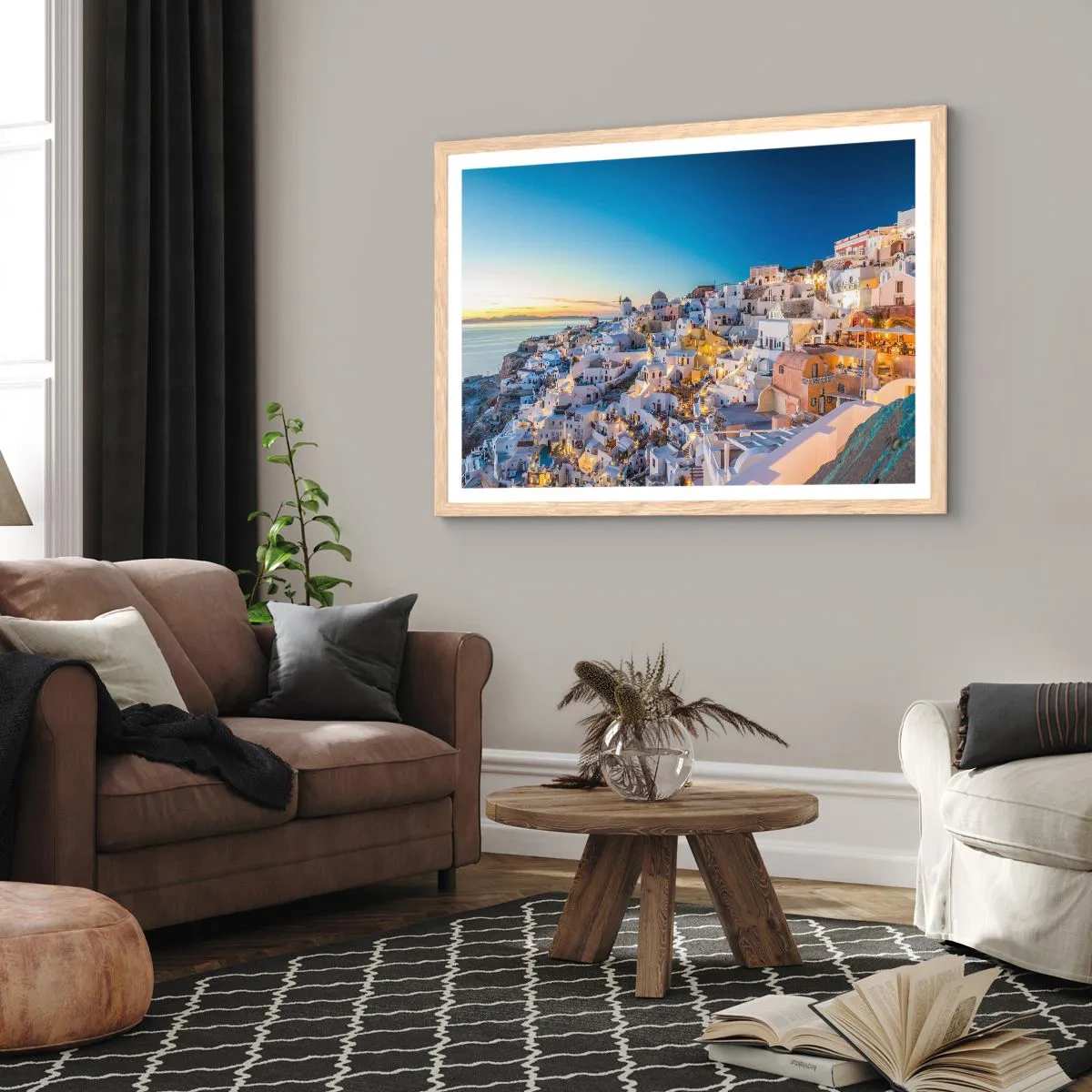 Poster in light oak frame - Essence of Greekness - 50x40 cm
