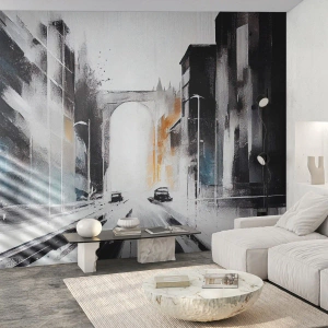 Photo Wallpaper Standard Eco - Study of a City: Architecture and Movement - Architecture, Landscape, Street - 350x256 cm