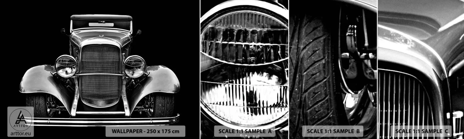 Photo Wallpaper Sample Standard Eco - True Gentleman - Retro, Car, Classic - 100x30 cm