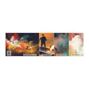 Photo Wallpaper Sample Self-Adhesive Deluxe Sticker - Through the Galaxy in a Boat - Abstraction, Fantasy, Trip - 100x30 cm