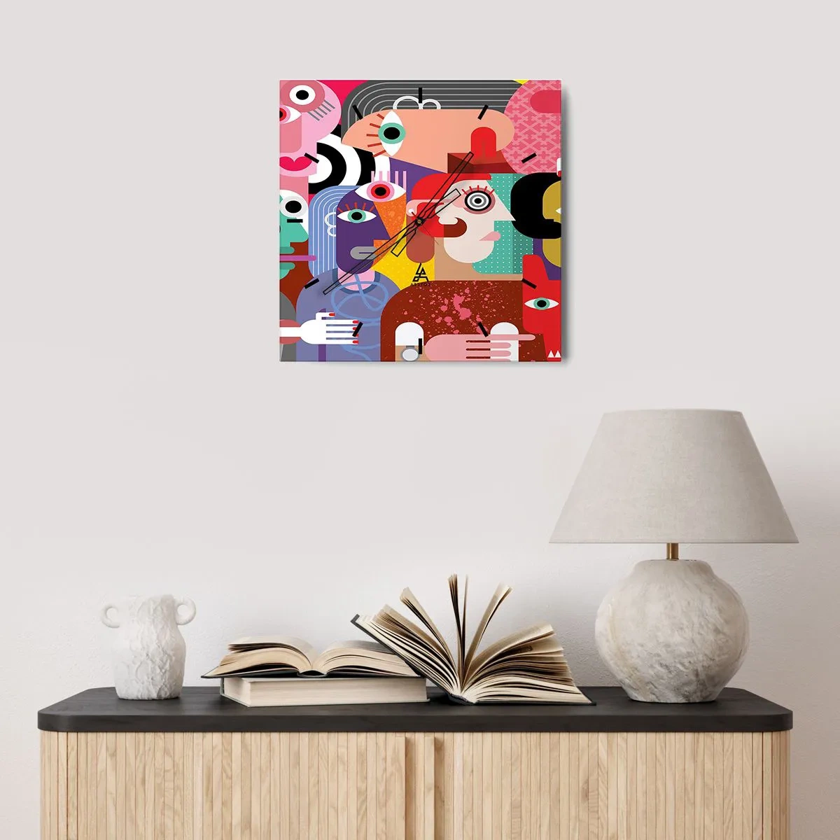 Wall clock - Clock on glass - Picasso Sent Us - 30x30 cm