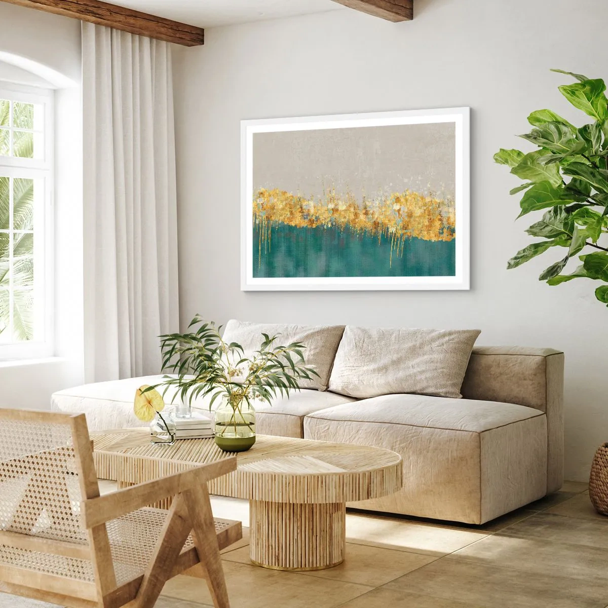 Poster in white frmae - Golden Border - 50x40 cm