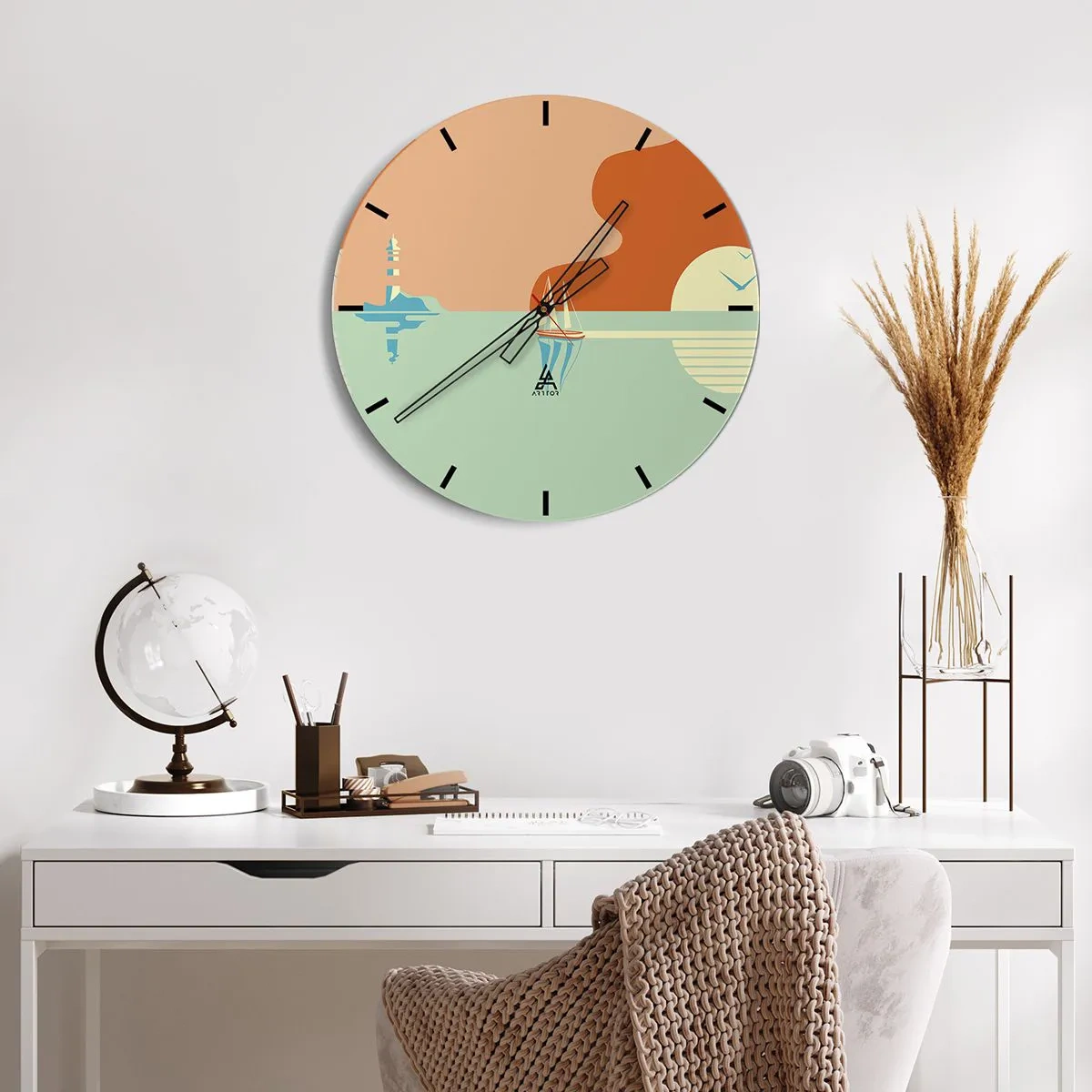 Wall clock - Clock on glass - Ideal Sea Landscape - 40x40 cm