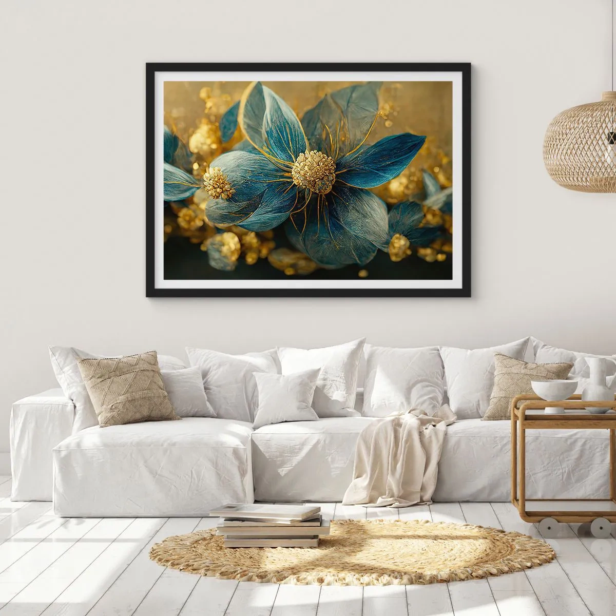 Poster in black frame - Blossoming in Gold - 91x61 cm