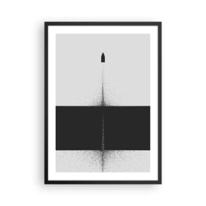 Poster in black frame - Minimalist abstraction with a rocket on a split background - 50x70cm - Straight to the Point - Modern wall decoration for the living room and bedroom ARTTOR