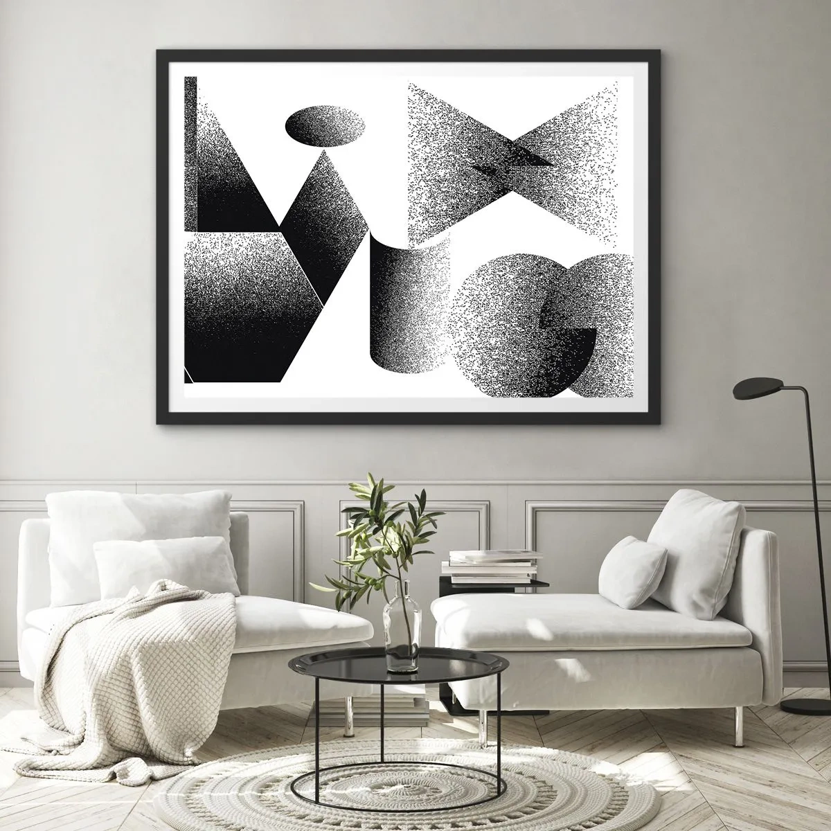 Poster in black frame - Angles and Ovals - 70x50 cm