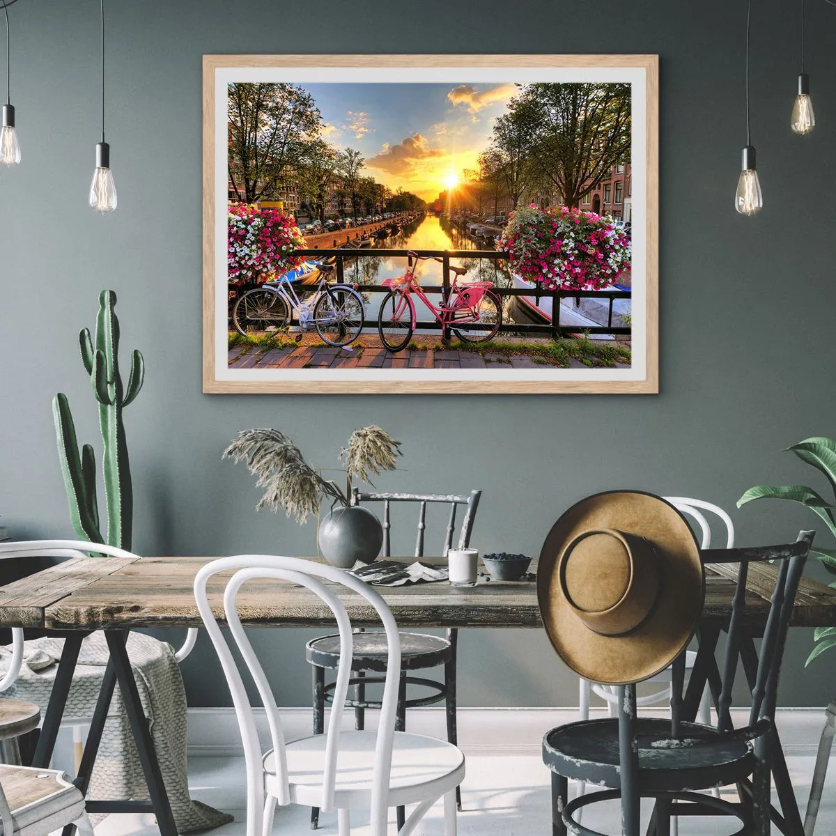 Poster in light oak frame - Spring Morning in Amsterdam - 50x40 cm