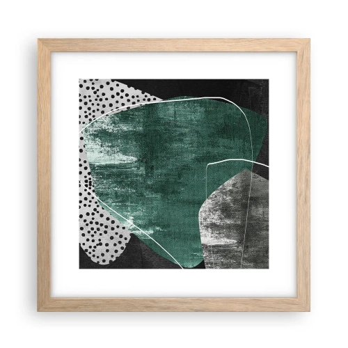 Poster in light oak frame - Colourful Abstract with a Golden Petal - 30x30 cm