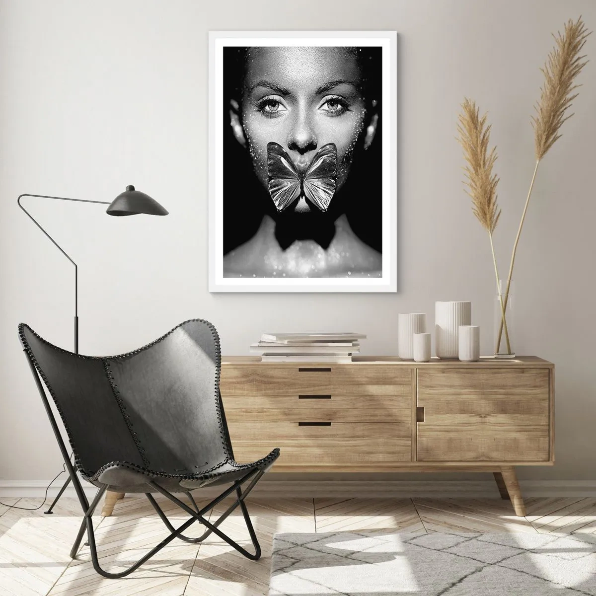 Poster in white frmae - Butterfly Kiss - 40x50 cm