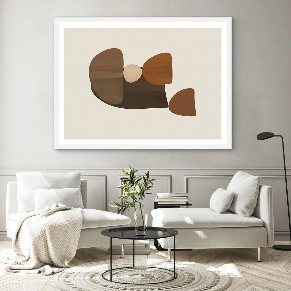 Poster in white frmae - Composition in Brown - 100x70 cm