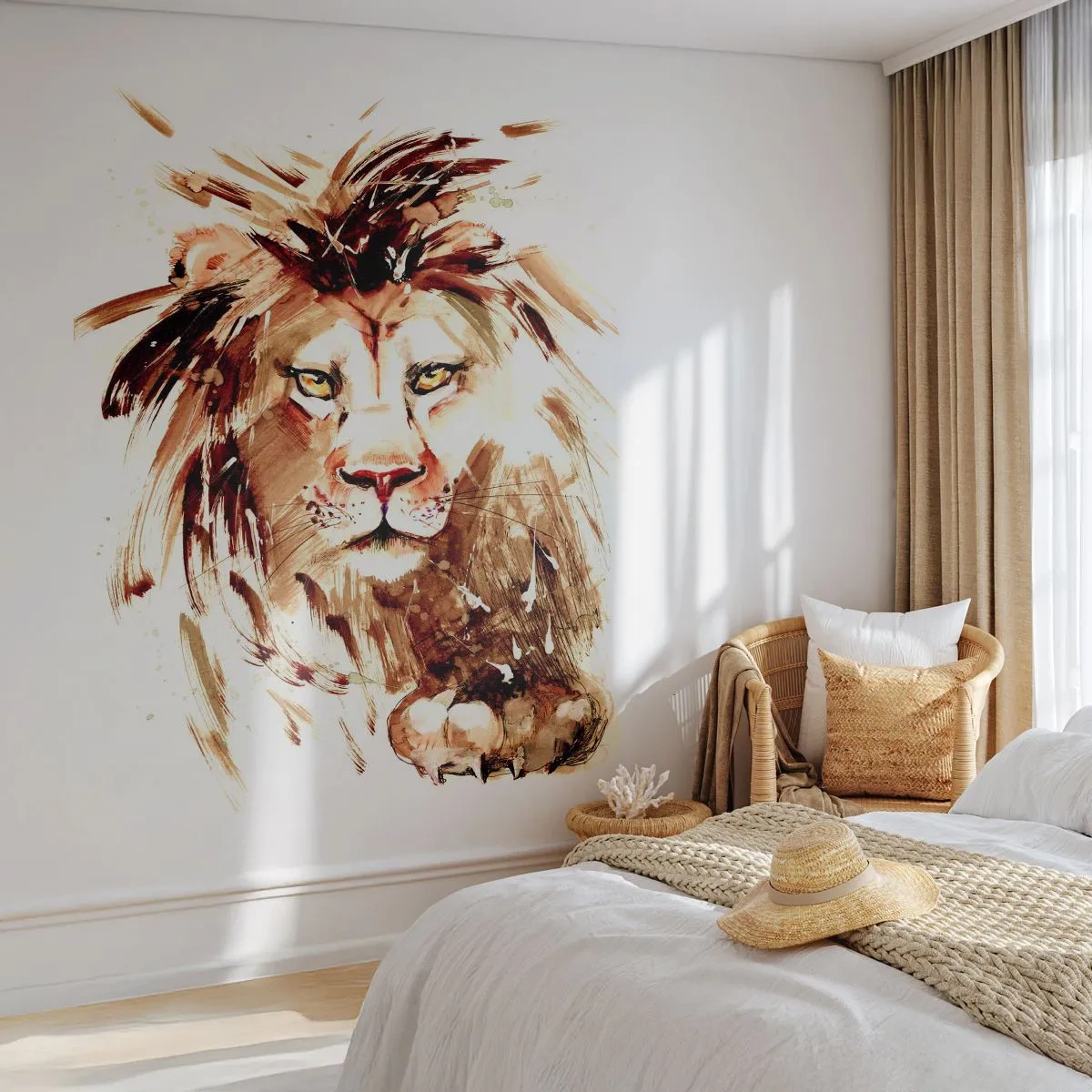 Self-Adhesive Photo Wallpaper Deluxe Sticker - Strength and Dignity - Animals, Lion, Abstraction - 400x280 cm