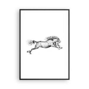 Poster in black frame - Stopped at a Gallop - 70x100 cm