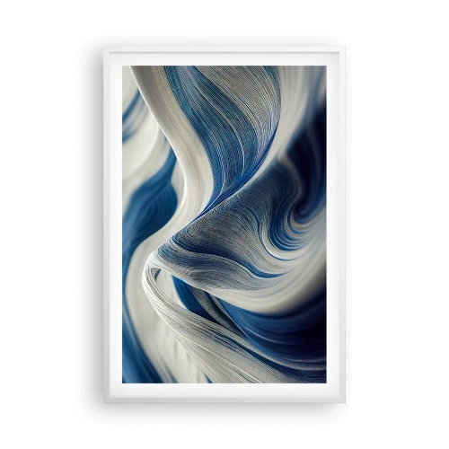 Poster in white frmae - Fluidity of Blue and White - 61x91 cm